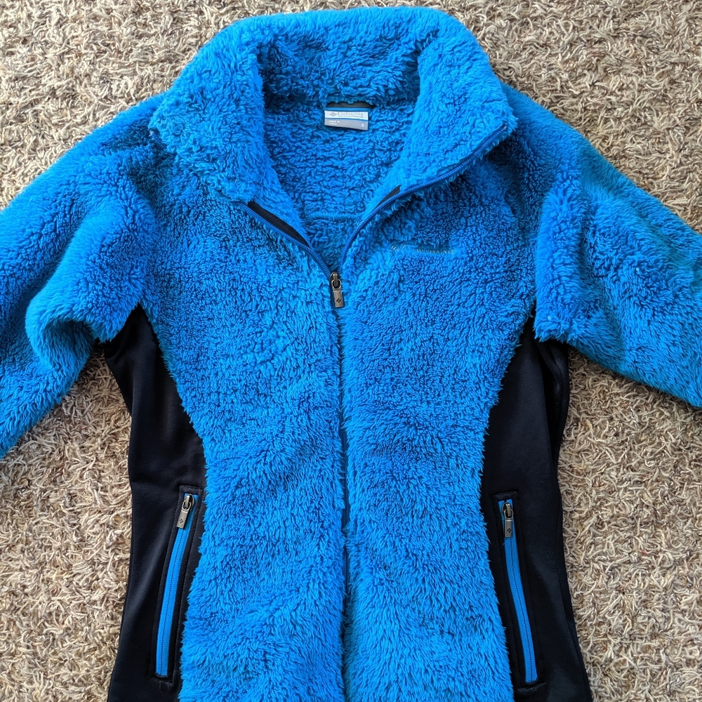 Blue fuzzy Sherpa Columbia jacket
